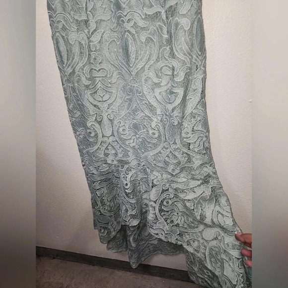 Lulus Won Your Heart Sage Green Lace Tie-Strap High-Low Midi Dress Party - Picture 9 of 12